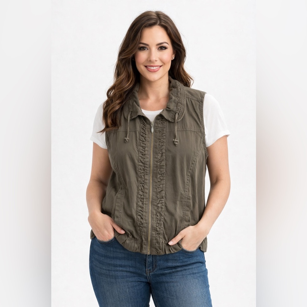 CJ Banks Dark Green Zip Vest